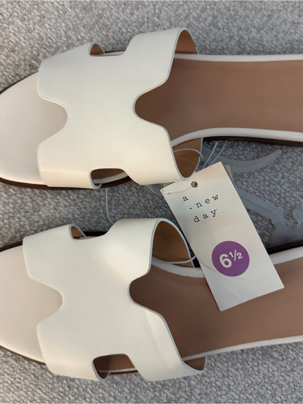 NWT A New Day Nina White Cutout Slide Sandals Sz 6.5